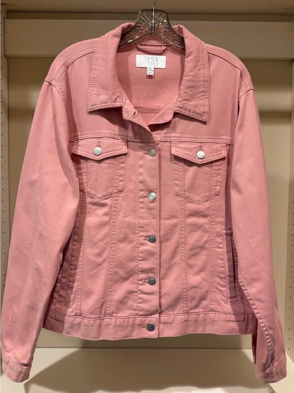 Time and Tru Rose Pink Denim Jacket with Button Front